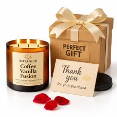 Botanico Coffee Vanilla Scented Candle – 3 Wick Soy Wax Candle, 350g Frosted Jar, 60+ Hours Burn Time, Luxury Aromatherapy Candle for Home, photo 5