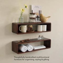 Ellementry Boxy Wooden Wall Shelf, Home Decor Items Wall Mounted Book Shelf Shelves for Living Room, Kitchen & Bedroom Decoration Floating, photo 5