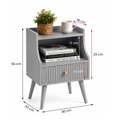 ETIQUETTE ART Modern Fluted Nightstand with Drawer and Open Storage Shelf, Bedside Table with Round Edge, Boho Night Stand with Solid Wood, photo 2