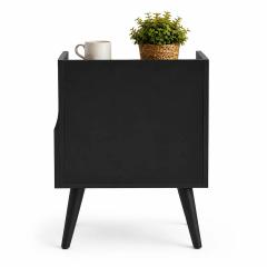 ETIQUETTE ART Modern Fluted Nightstand with Drawer and Open Storage Shelf, Bedside Table with Round Edge, Boho Night Stand with Solid Wood, photo 5