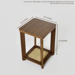 InoSlashed Beautiful Wooden Side Table/End Table/Plant Stand/Tea Table/Stool Living Room Furniture Square Shape with Rattan Webbing, photo 2