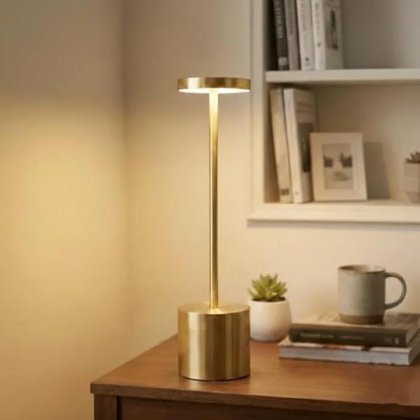 Lumitop Aura Touch LED Table Lamp | Cordless Rechargeable Dimmable Bedside Lamp in Gold