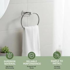 Oslen Magic Sticker Self Adhesive Stainless Steel Towel Ring Holder – Capsule Shape Wall Mount, Chrome Finish, Rust-Resistant, Space-Saving, photo 2
