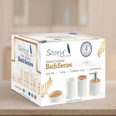 Story@Home 4 Pieces Bathroom Accessories Set - Brown | Toothbrush Holder, Soap Dispenser, Mouth Wash Cup & Soap Dish for Home Kitchen &, photo 3