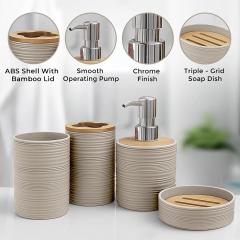 Story@Home 4 Pieces Bathroom Accessories Set - Brown | Toothbrush Holder, Soap Dispenser, Mouth Wash Cup & Soap Dish for Home Kitchen &, photo 5