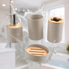 Story@Home 4 Pieces Bathroom Accessories Set - Brown | Toothbrush Holder, Soap Dispenser, Mouth Wash Cup & Soap Dish for Home Kitchen &, photo 6